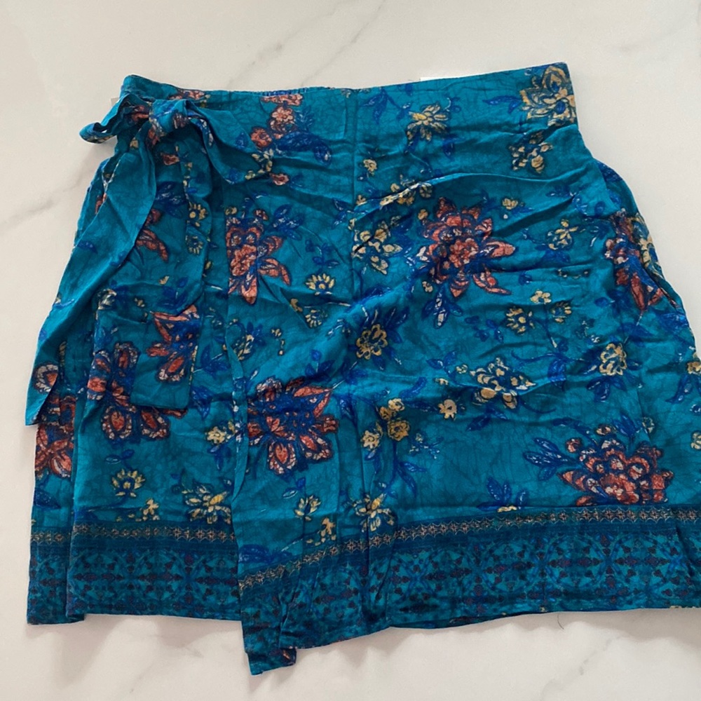 floral wrap mini skirt